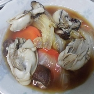 彩り野菜の牡蠣味噌鍋